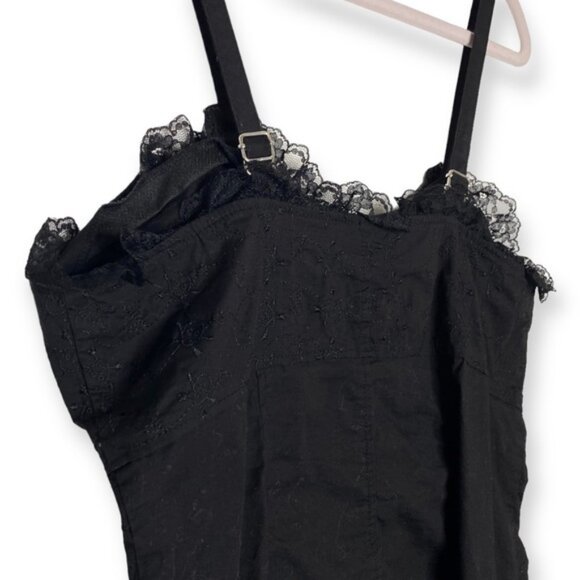 Vintage TRIPP NYC black embroidered ribbon lace up corset zipper floral lace XL - Picture 5 of 8